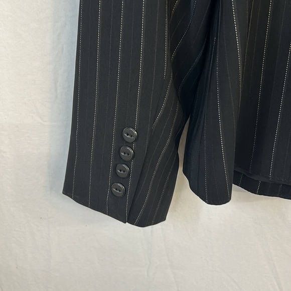 Worthington Black Silver Stripe 2 Button Blazer Jacket Size 14 - Picture 6 of 11